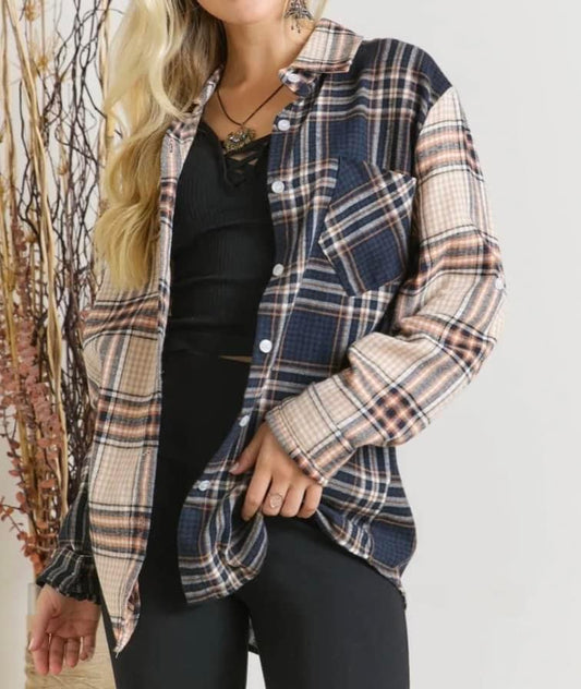 Beige & Navy Flannel