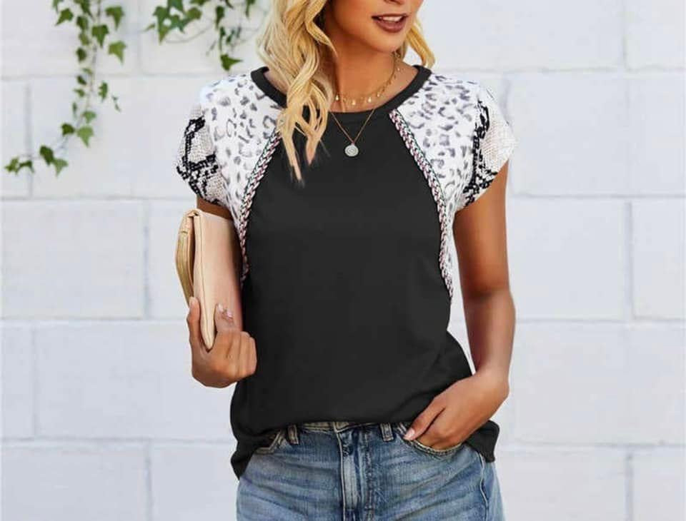 Braided Mixed Print Tee