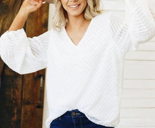 Textured White Blouse